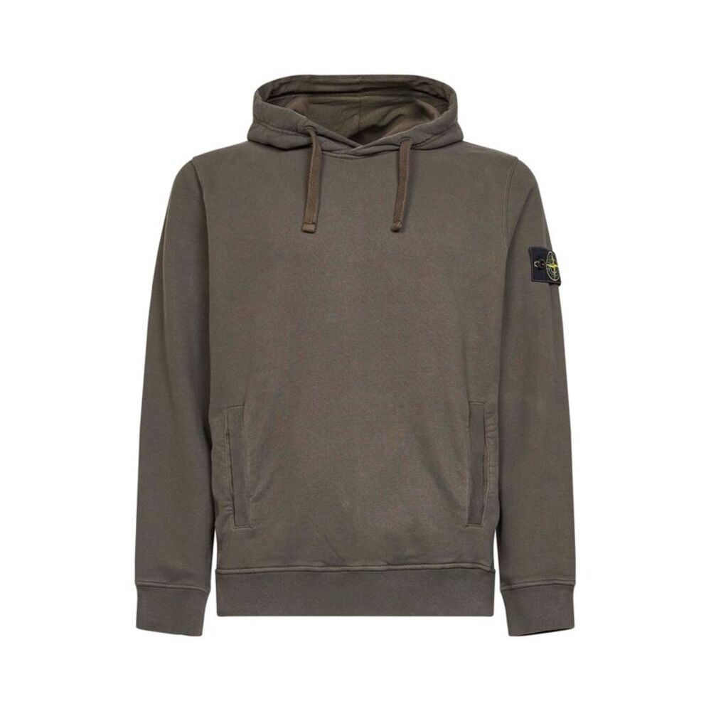Stone Island Men Coal Grey Stretch Organic Cotton Hoodie<Br/>